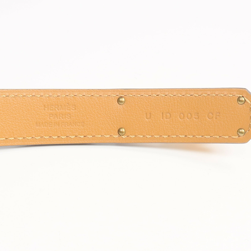 HERMES Epsom皮革Kelly Belt金扣皮帶Etoupe/Gold-5
