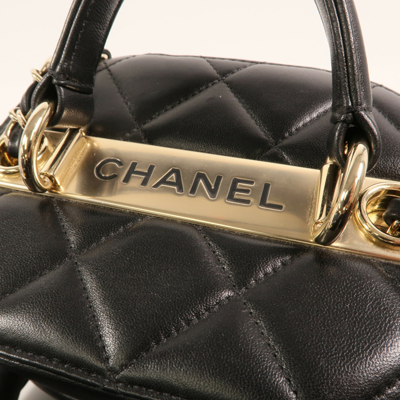 CHANEL 羊皮皮革Shoulder Bag金扣鏈帶手挽肩背兩用袋-14