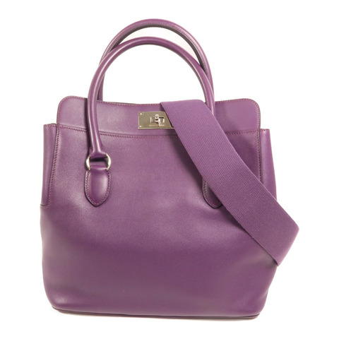 HERMES Swift皮革Toolbox 26銀扣手挽肩背兩用袋Anemone