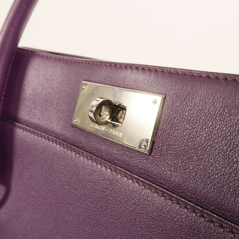 HERMES Swift皮革Toolbox 26銀扣手挽肩背兩用袋Anemone-14