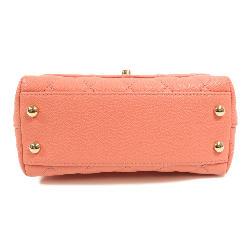 CHANEL 牛皮皮革Coco Handle Mini金扣鏈帶手挽肩背兩用袋-3