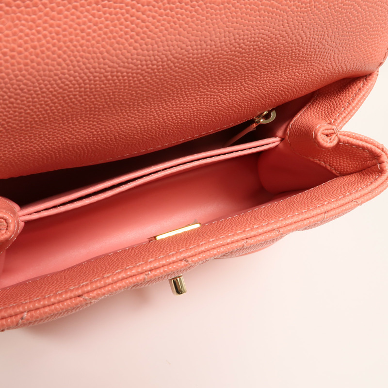 CHANEL 牛皮皮革Coco Handle Mini金扣鏈帶手挽肩背兩用袋-4