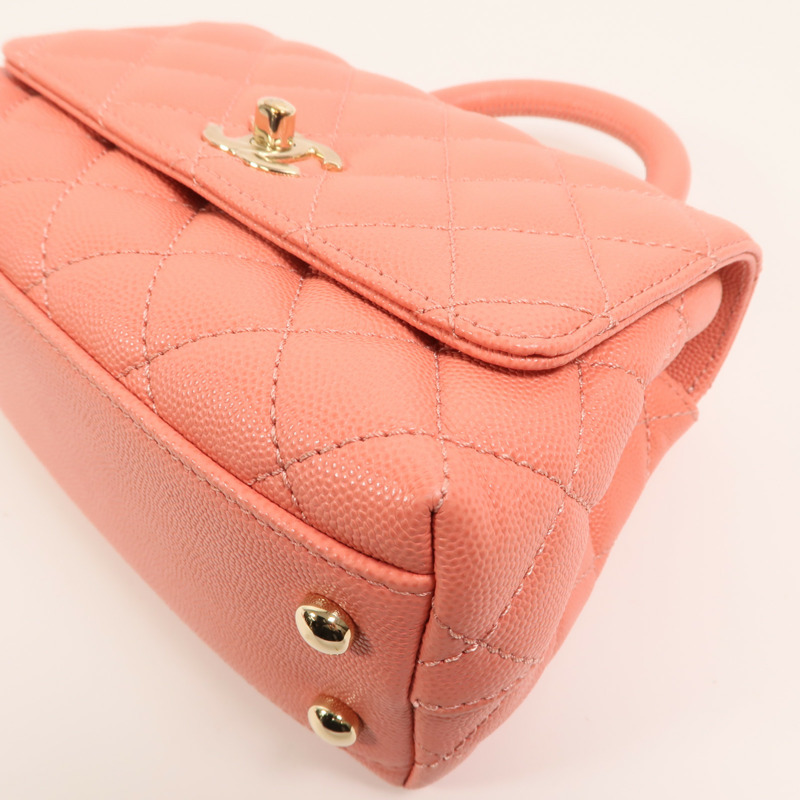 CHANEL 牛皮皮革Coco Handle Mini金扣鏈帶手挽肩背兩用袋-8