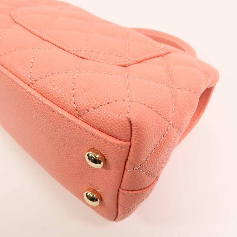 CHANEL 牛皮皮革Coco Handle Mini金扣鏈帶手挽肩背兩用袋-10