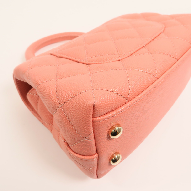 CHANEL 牛皮皮革Coco Handle Mini金扣鏈帶手挽肩背兩用袋-11