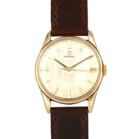 歐米茄圓形錶殼黃金腕錶，手動上鍊