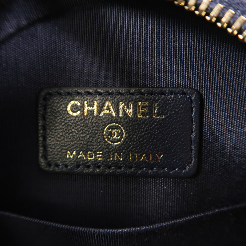 CHANEL 羊皮皮革Round Chain Bag金扣鏈帶肩背袋-5