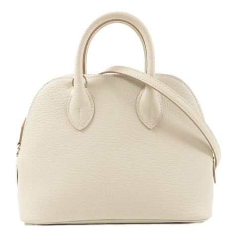 HERMES Chevre皮革Mini Bolide銀扣手挽肩背兩用袋Gris Perle