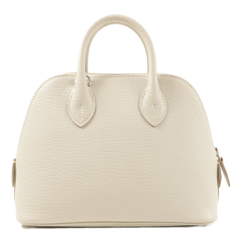 HERMES Chevre皮革Mini Bolide銀扣手挽肩背兩用袋Gris Perle-1