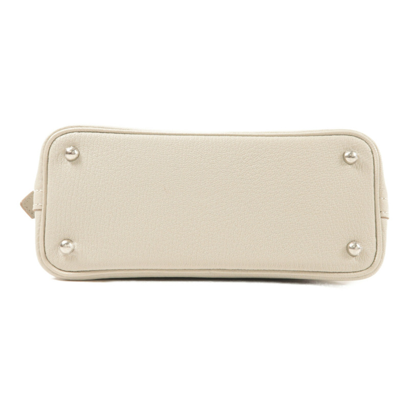 HERMES Chevre皮革Mini Bolide銀扣手挽肩背兩用袋Gris Perle-3