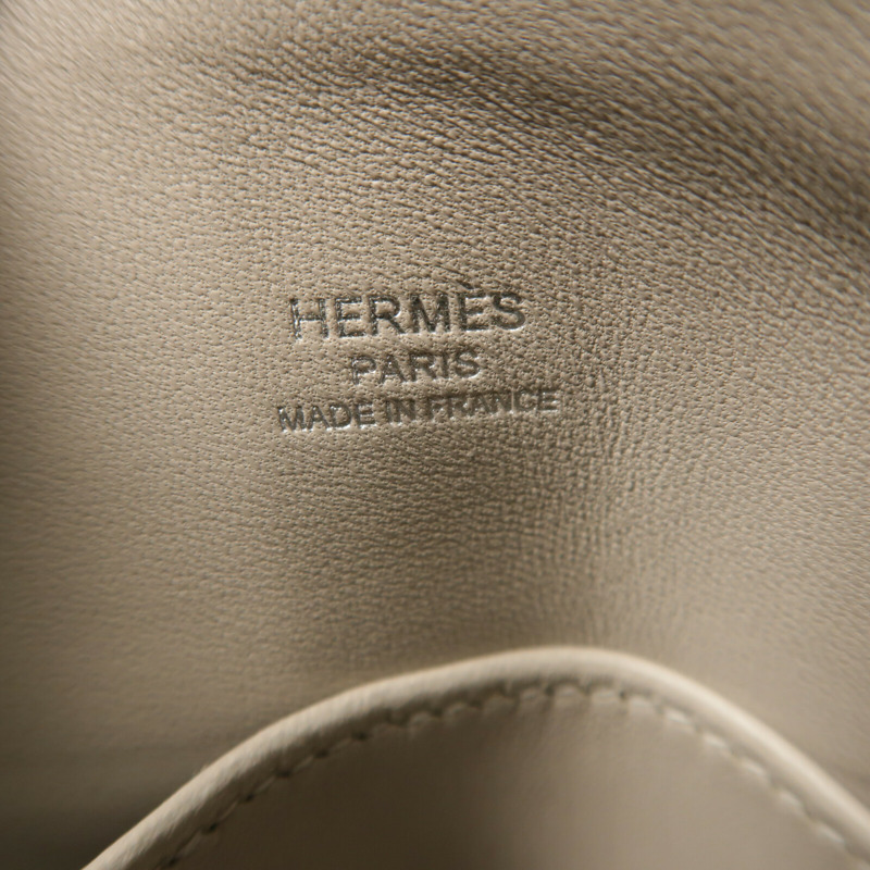 HERMES Chevre皮革Mini Bolide銀扣手挽肩背兩用袋Gris Perle-5