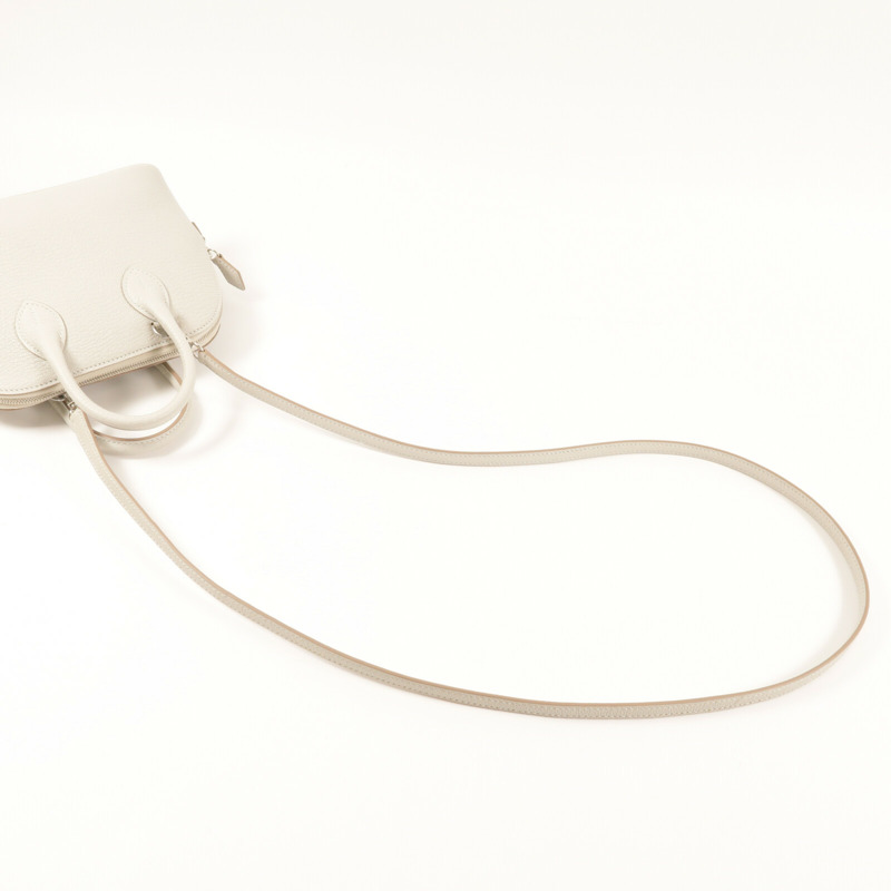HERMES Chevre皮革Mini Bolide銀扣手挽肩背兩用袋Gris Perle-7