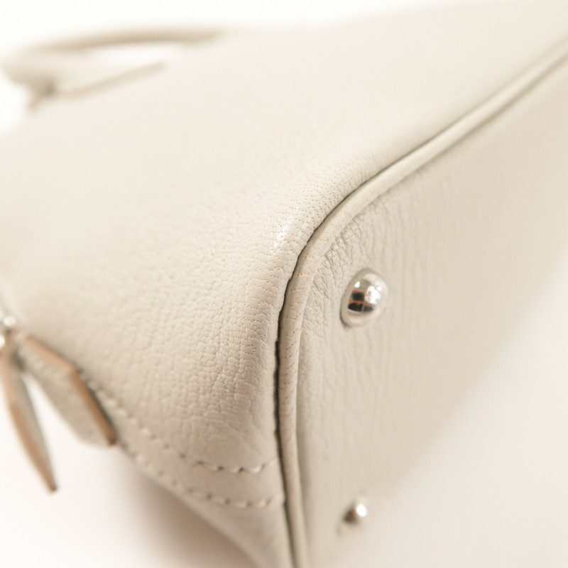 HERMES Chevre皮革Mini Bolide銀扣手挽肩背兩用袋Gris Perle-9