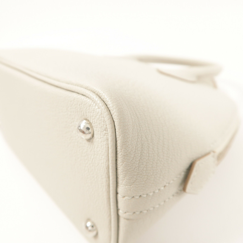HERMES Chevre皮革Mini Bolide銀扣手挽肩背兩用袋Gris Perle-10
