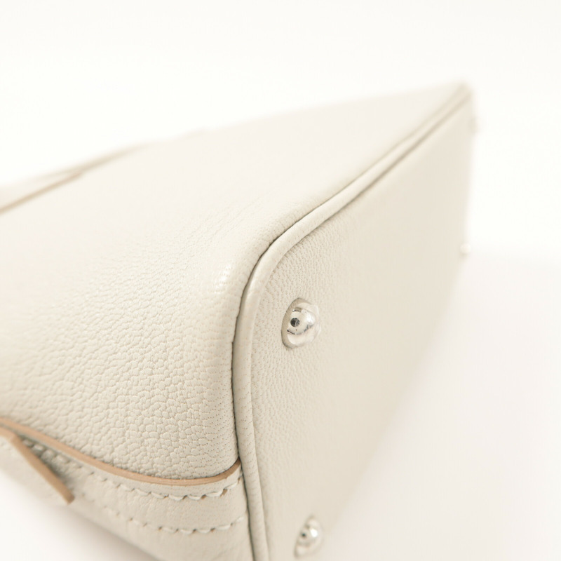 HERMES Chevre皮革Mini Bolide銀扣手挽肩背兩用袋Gris Perle-11