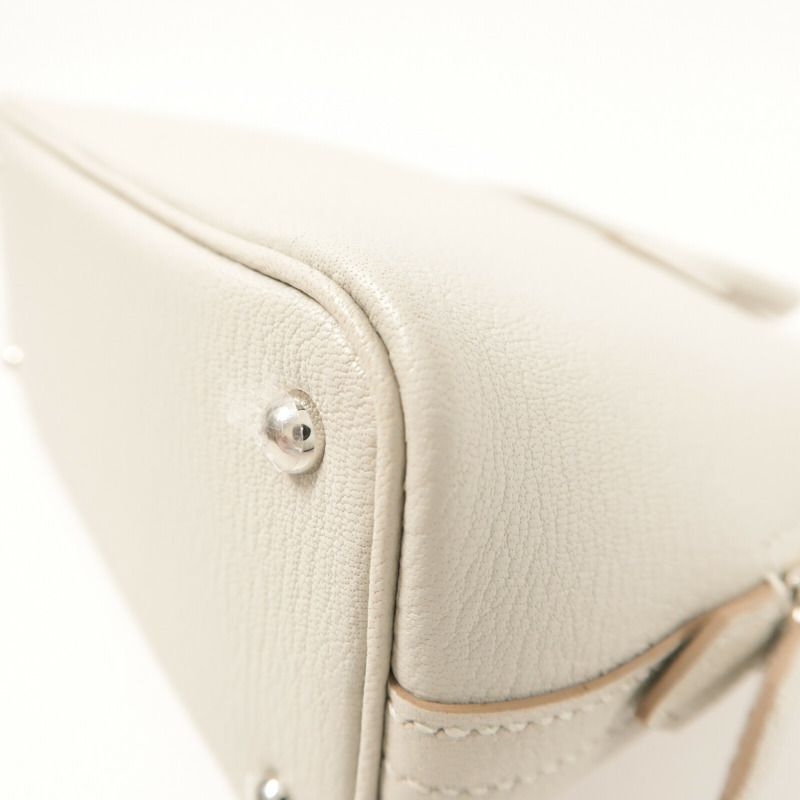 HERMES Chevre皮革Mini Bolide銀扣手挽肩背兩用袋Gris Perle-12