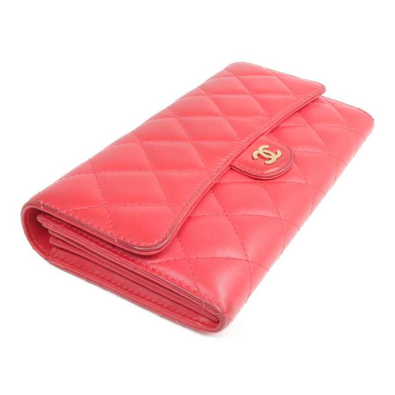 CHANEL 羊皮皮革Classic Long Flap Wallet金扣長錢包-3