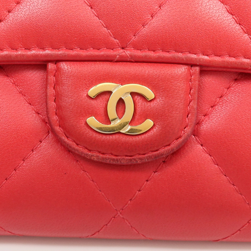 CHANEL 羊皮皮革Classic Long Flap Wallet金扣長錢包-10