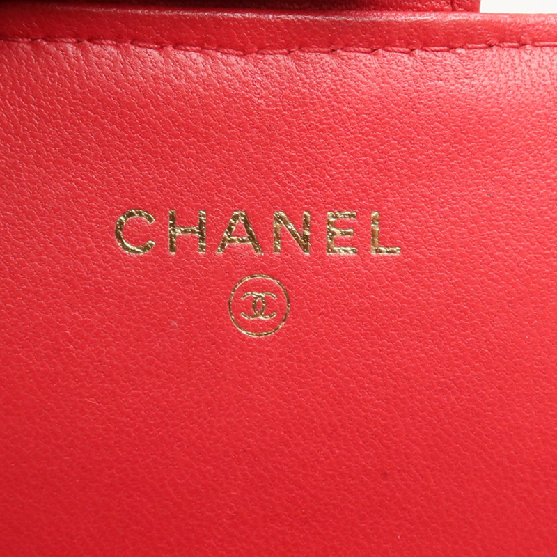 CHANEL 羊皮皮革Classic Long Flap Wallet金扣長錢包-12