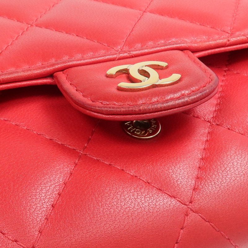 CHANEL 羊皮皮革Classic Long Flap Wallet金扣長錢包-17