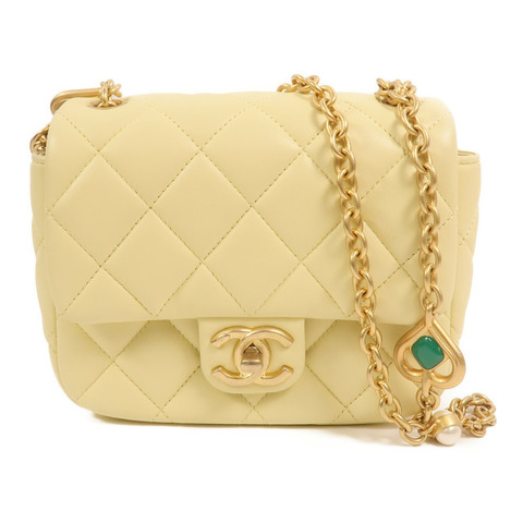 CHANEL 羊皮皮革Mini Flap Bag金扣鏈帶肩背袋