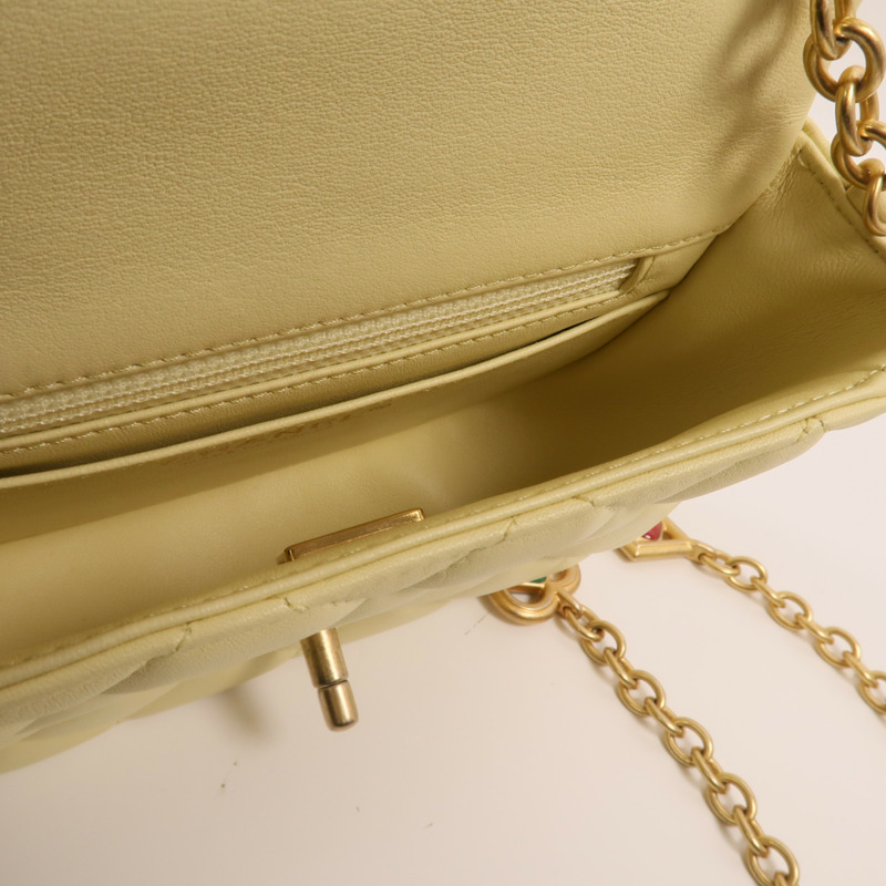 CHANEL 羊皮皮革Mini Flap Bag金扣鏈帶肩背袋-4