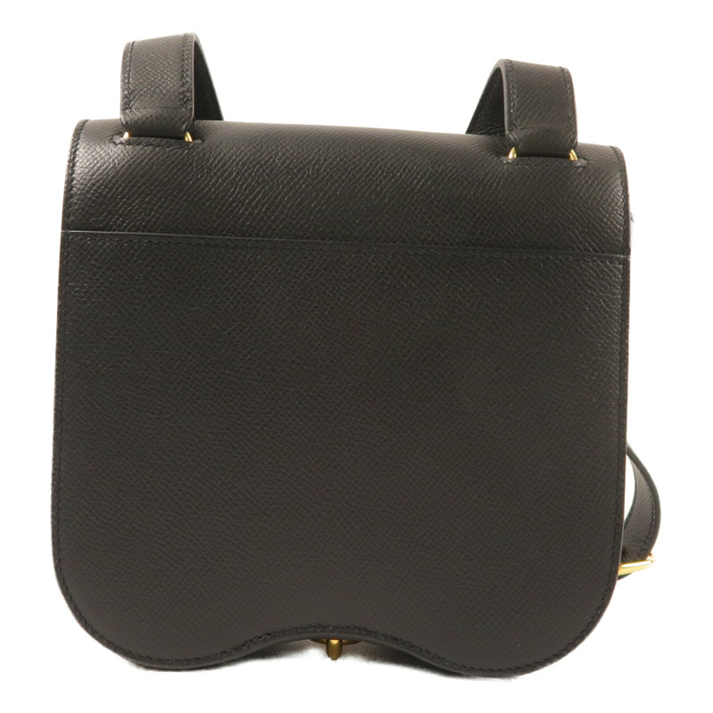 HERMES Epsom皮革Della金扣肩背袋Noir-1
