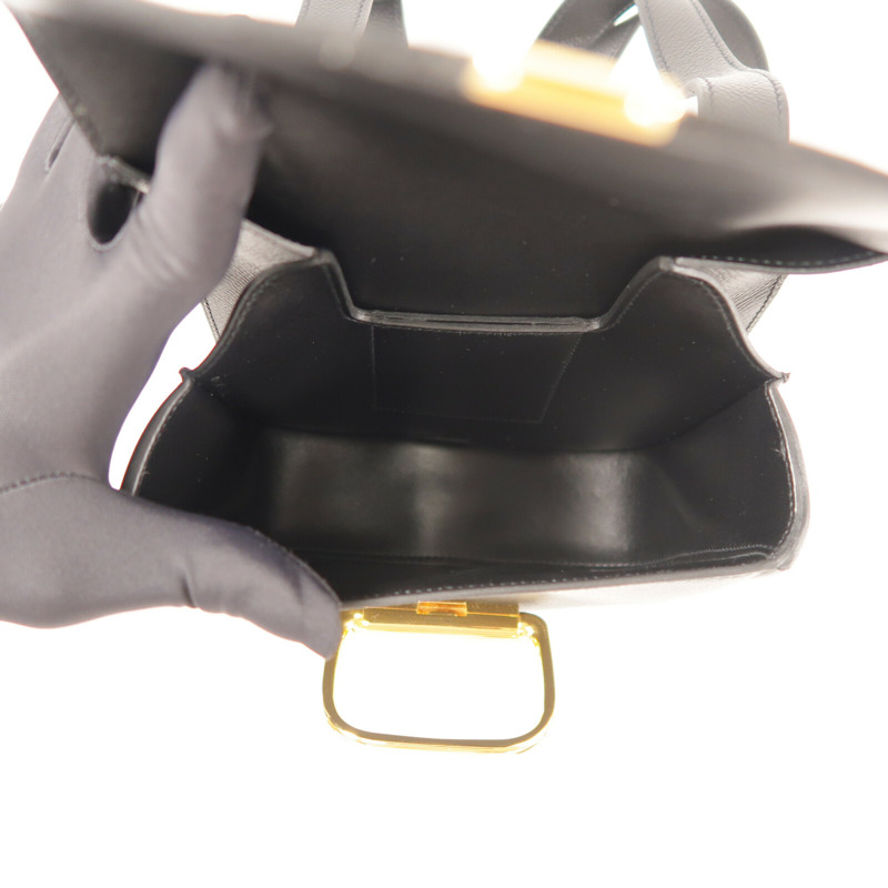 HERMES Epsom皮革Della金扣肩背袋Noir-4