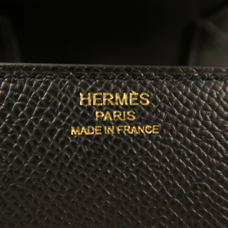 HERMES Epsom皮革Della金扣肩背袋Noir-5
