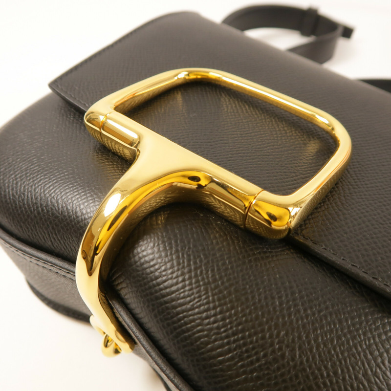 HERMES Epsom皮革Della金扣肩背袋Noir-7