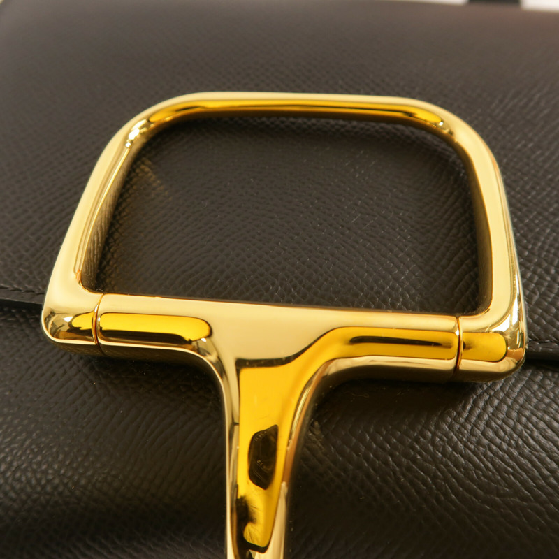 HERMES Epsom皮革Della金扣肩背袋Noir-8