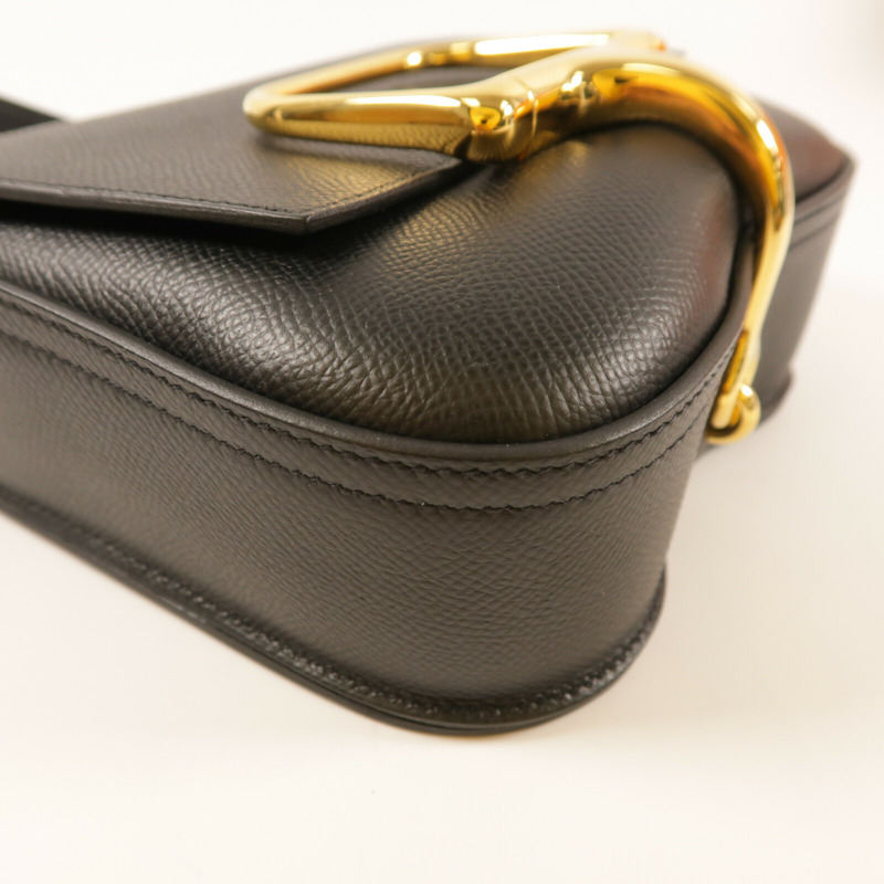 HERMES Epsom皮革Della金扣肩背袋Noir-11