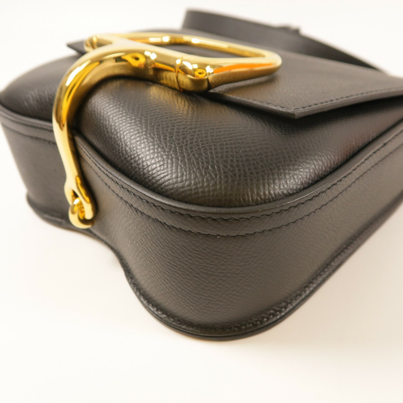 HERMES Epsom皮革Della金扣肩背袋Noir-12
