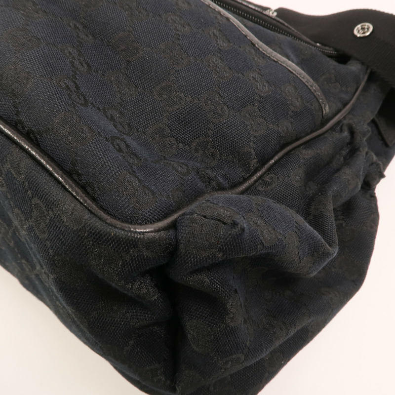 GUCCI 帆布Diaper Bag銀扣肩背袋-8