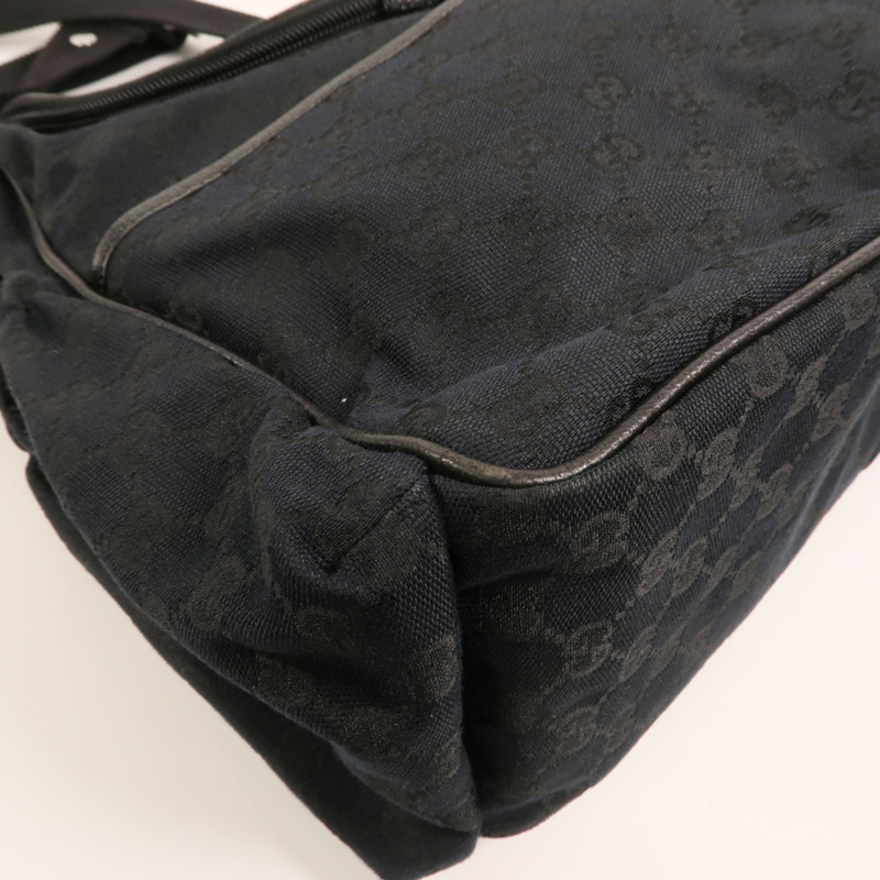 GUCCI 帆布Diaper Bag銀扣肩背袋-9