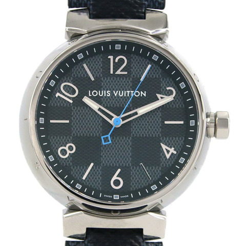 路易威登 Tambour Damier Graphite QA073 SS 石英手錶