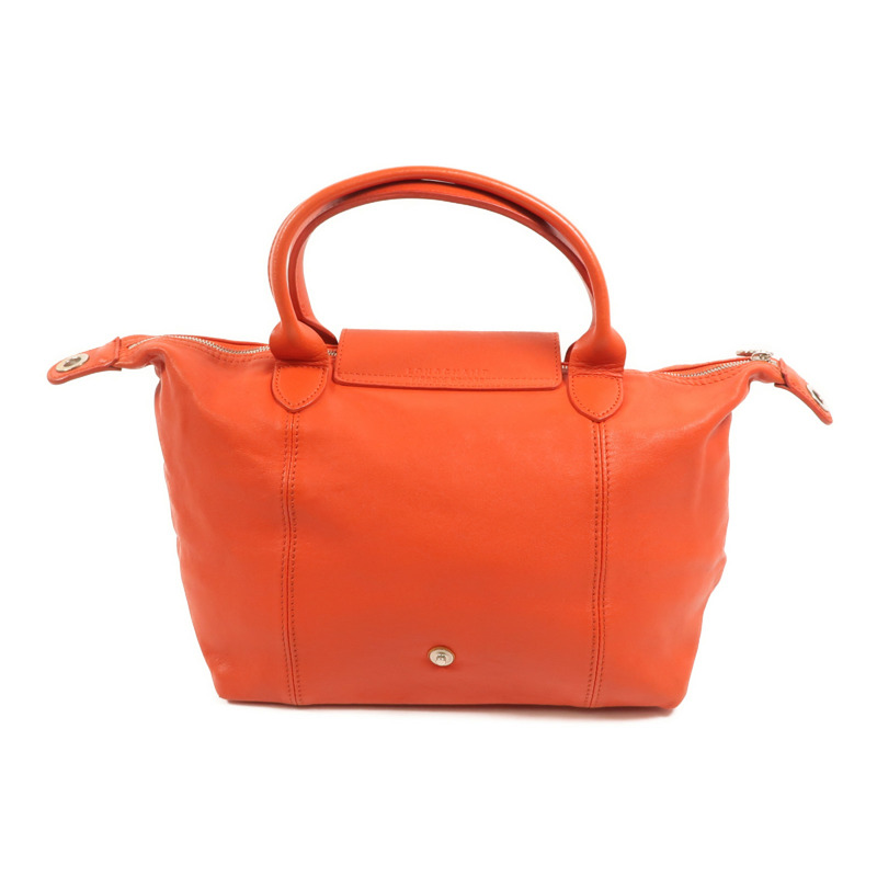 Longchamp 羊皮皮革Le Pliage Cuir銀扣手挽肩背兩用袋-1