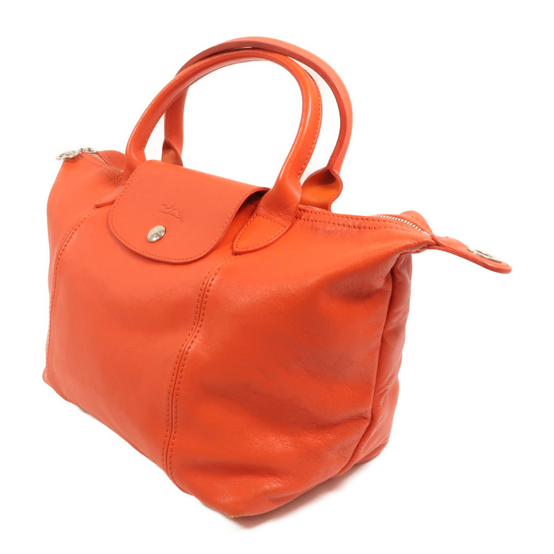 Longchamp 羊皮皮革Le Pliage Cuir銀扣手挽肩背兩用袋-2