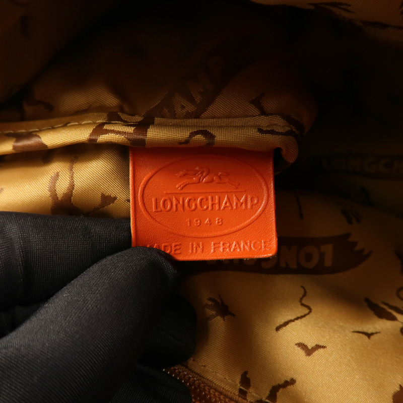 Longchamp 羊皮皮革Le Pliage Cuir銀扣手挽肩背兩用袋-5