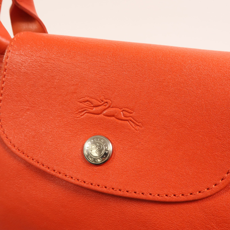 Longchamp 羊皮皮革Le Pliage Cuir銀扣手挽肩背兩用袋-13