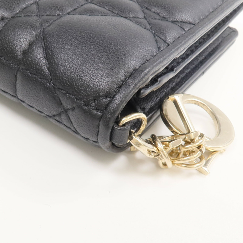 Dior 羊皮皮革Mini Lady Dior Gardenia Wallet金扣錢包-9