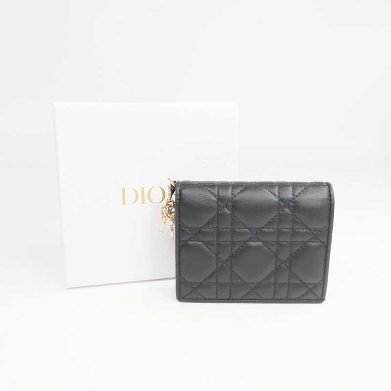 Dior 羊皮皮革Mini Lady Dior Gardenia Wallet金扣錢包-15