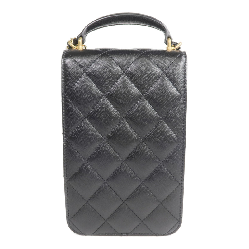 CHANEL 牛皮皮革Phone Holder金扣手挽肩背兩用袋-1