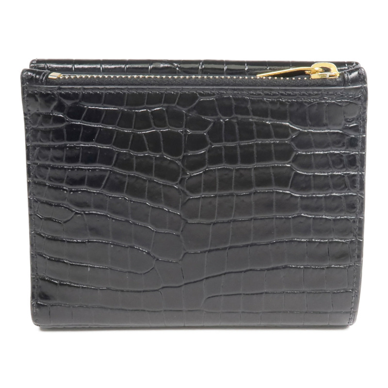 YVES SAINT LAURENT 牛皮皮革Uptown Compact Wallet金扣錢包-1