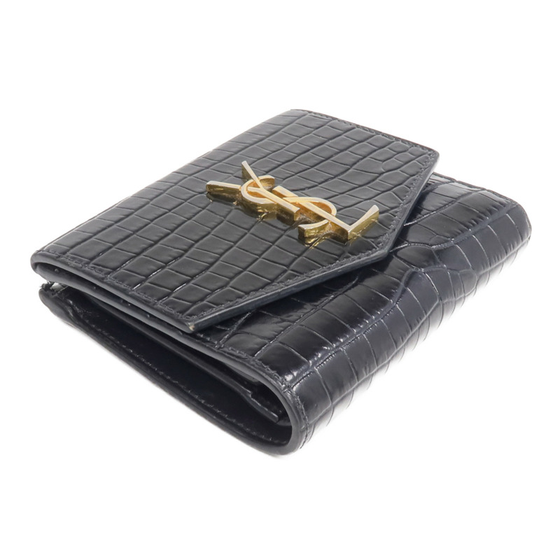 YVES SAINT LAURENT 牛皮皮革Uptown Compact Wallet金扣錢包-3