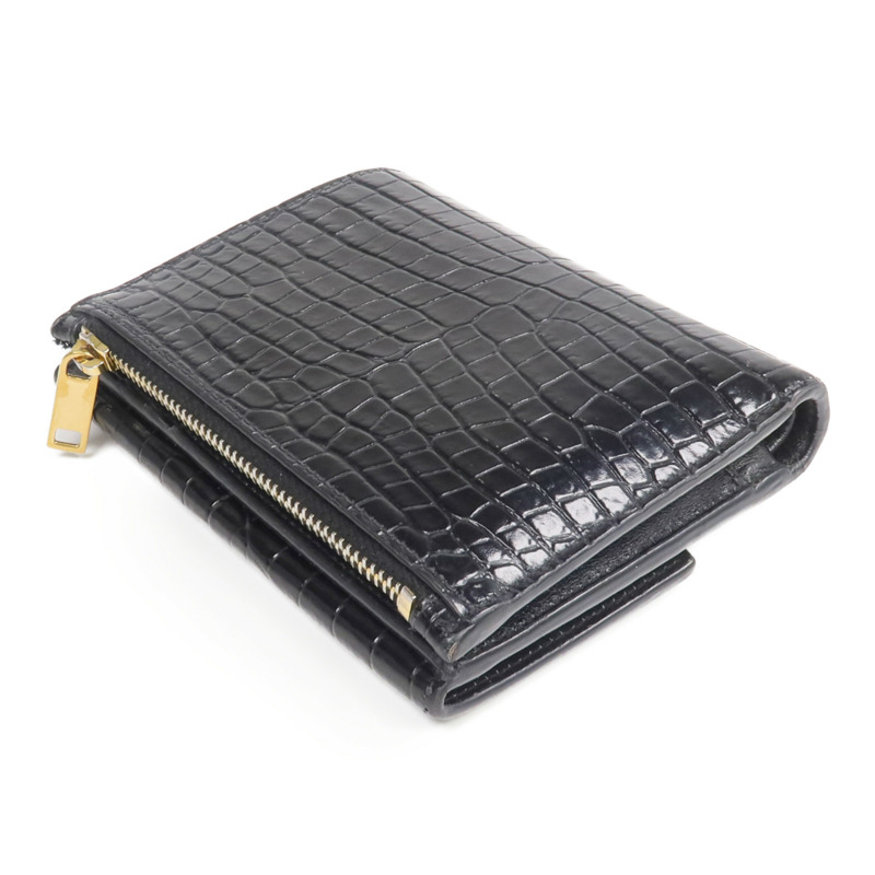 YVES SAINT LAURENT 牛皮皮革Uptown Compact Wallet金扣錢包-4