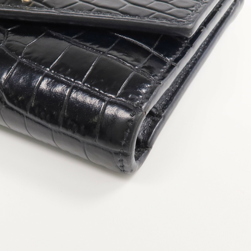 YVES SAINT LAURENT 牛皮皮革Uptown Compact Wallet金扣錢包-8