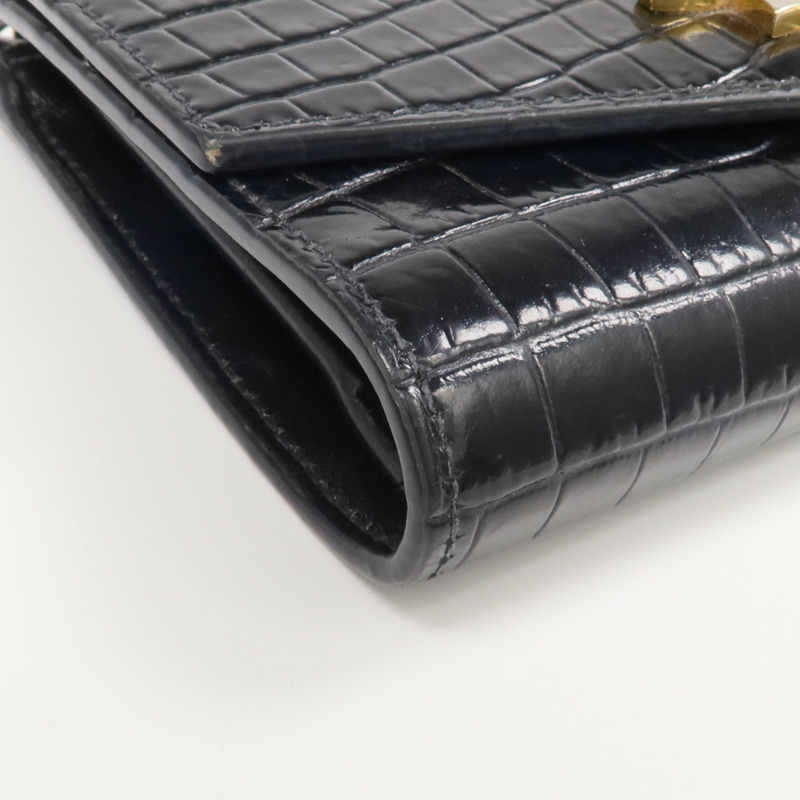 YVES SAINT LAURENT 牛皮皮革Uptown Compact Wallet金扣錢包-9