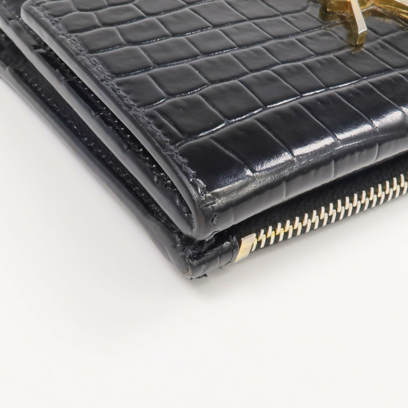 YVES SAINT LAURENT 牛皮皮革Uptown Compact Wallet金扣錢包-10