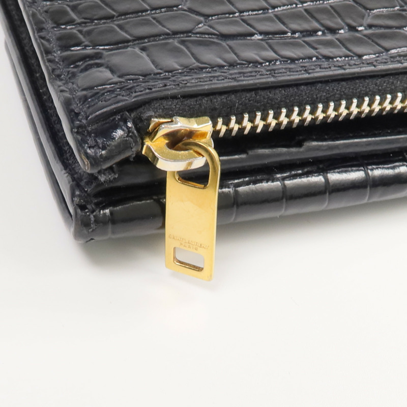 YVES SAINT LAURENT 牛皮皮革Uptown Compact Wallet金扣錢包-12